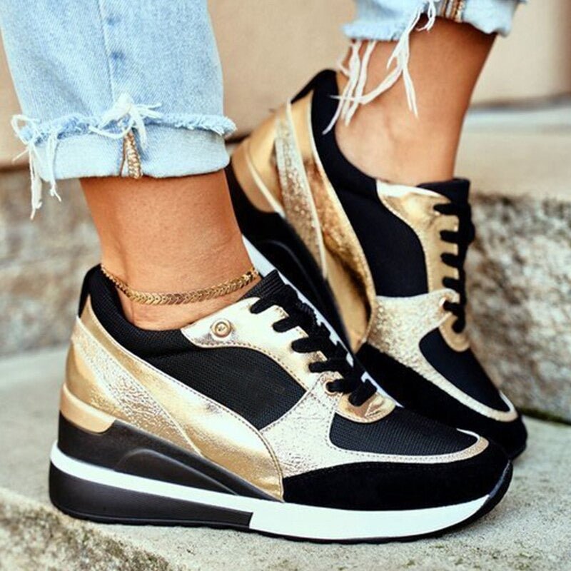 Dames Sneakers met Gouden Accenten