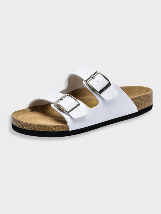 Dames Sandalen met Stevige Zool en Gespen Wit
