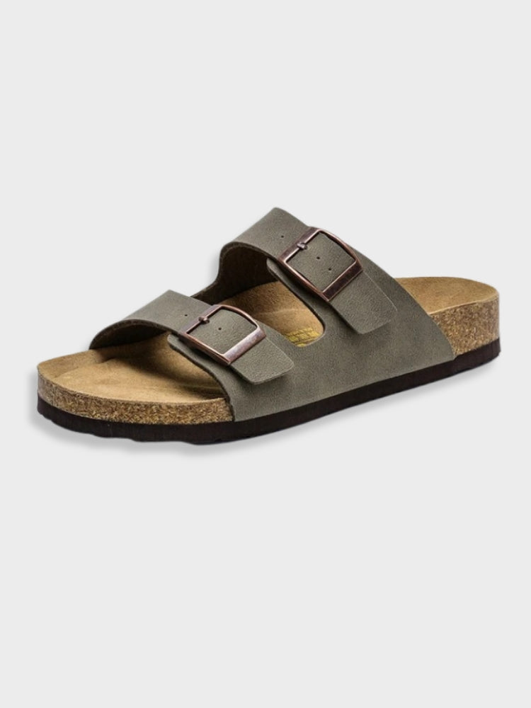 Dames Sandalen met Stevige Zool en Gespen Donkergrijs