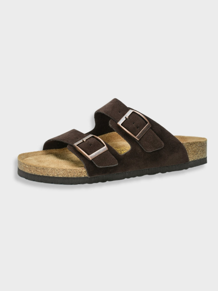 Dames Sandalen met Stevige Zool en Gespen Donkerbruin