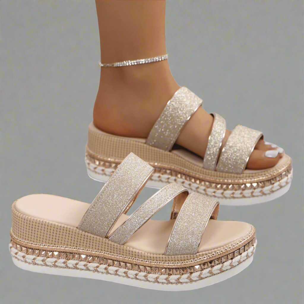 Dames Sandalen met Verhoogde Hak Goud