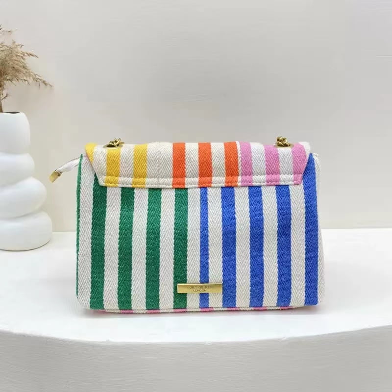 Dames Schoudertas Met Regenboogdesign En Gouden Ketting