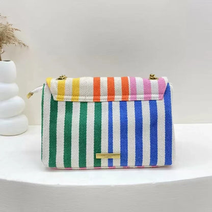 Dames Schoudertas Met Regenboogdesign En Gouden Ketting
