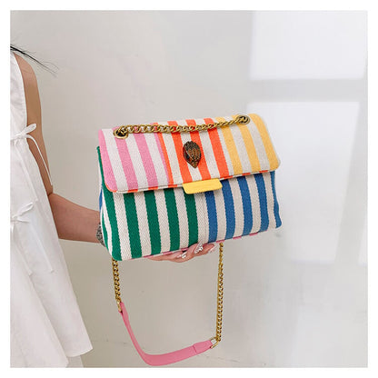 Dames Schoudertas Met Regenboogdesign En Gouden Ketting