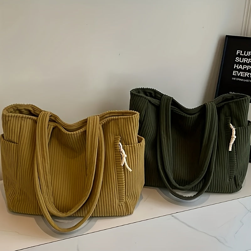 Dames Corduroy Schoudertas met Minimalistisch Ontwerp en Ruime Opbergruimte