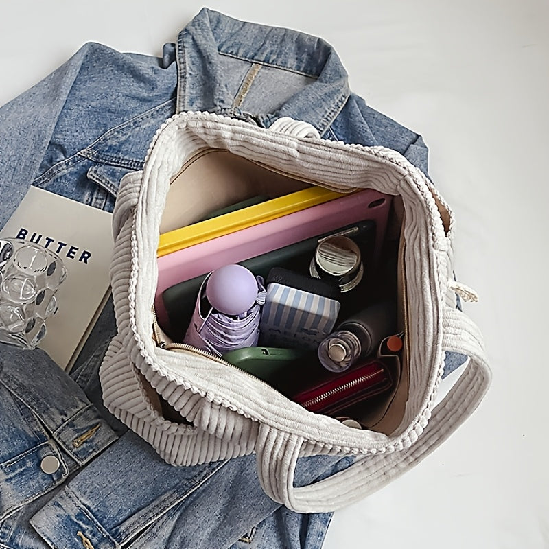 Dames Corduroy Schoudertas met Minimalistisch Ontwerp en Ruime Opbergruimte