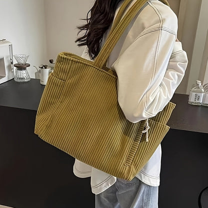 Dames Corduroy Schoudertas met Minimalistisch Ontwerp en Ruime Opbergruimte