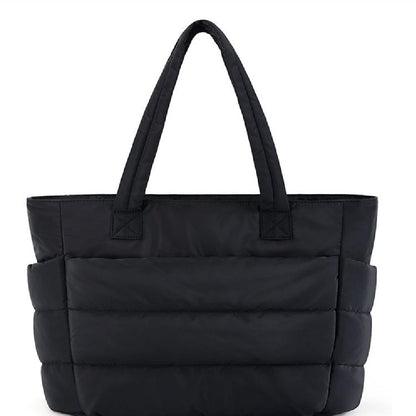 Dames Schoudertas met Puffer-Look Gewatteerd Zwart