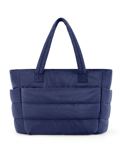 Dames Schoudertas met Puffer-Look Gewatteerd Blauw