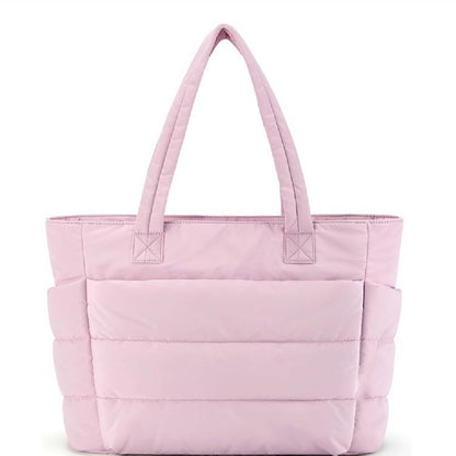 Dames Schoudertas met Puffer-Look Gewatteerd Roze