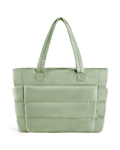 Dames Schoudertas met Puffer-Look Gewatteerd Groen