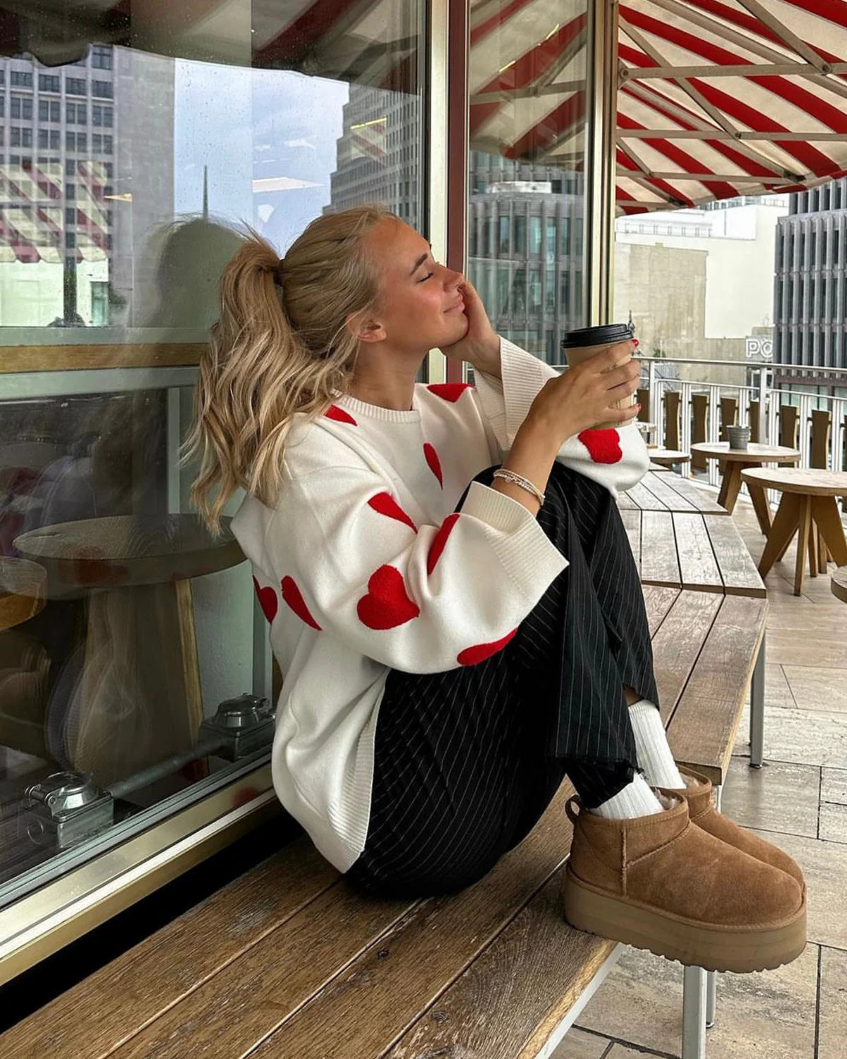 Dames Oversized Sweater met Hartjes