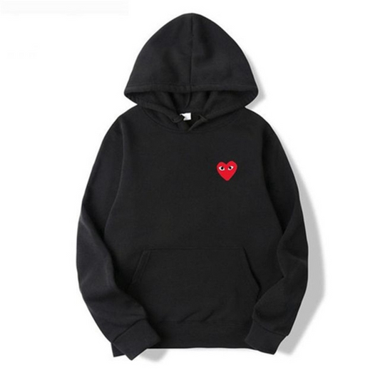 Dames Hoodie met Hartontwerp en Buikzakken Zwart