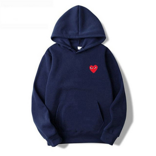 Dames Hoodie met Hartontwerp en Buikzakken Donkerblauw