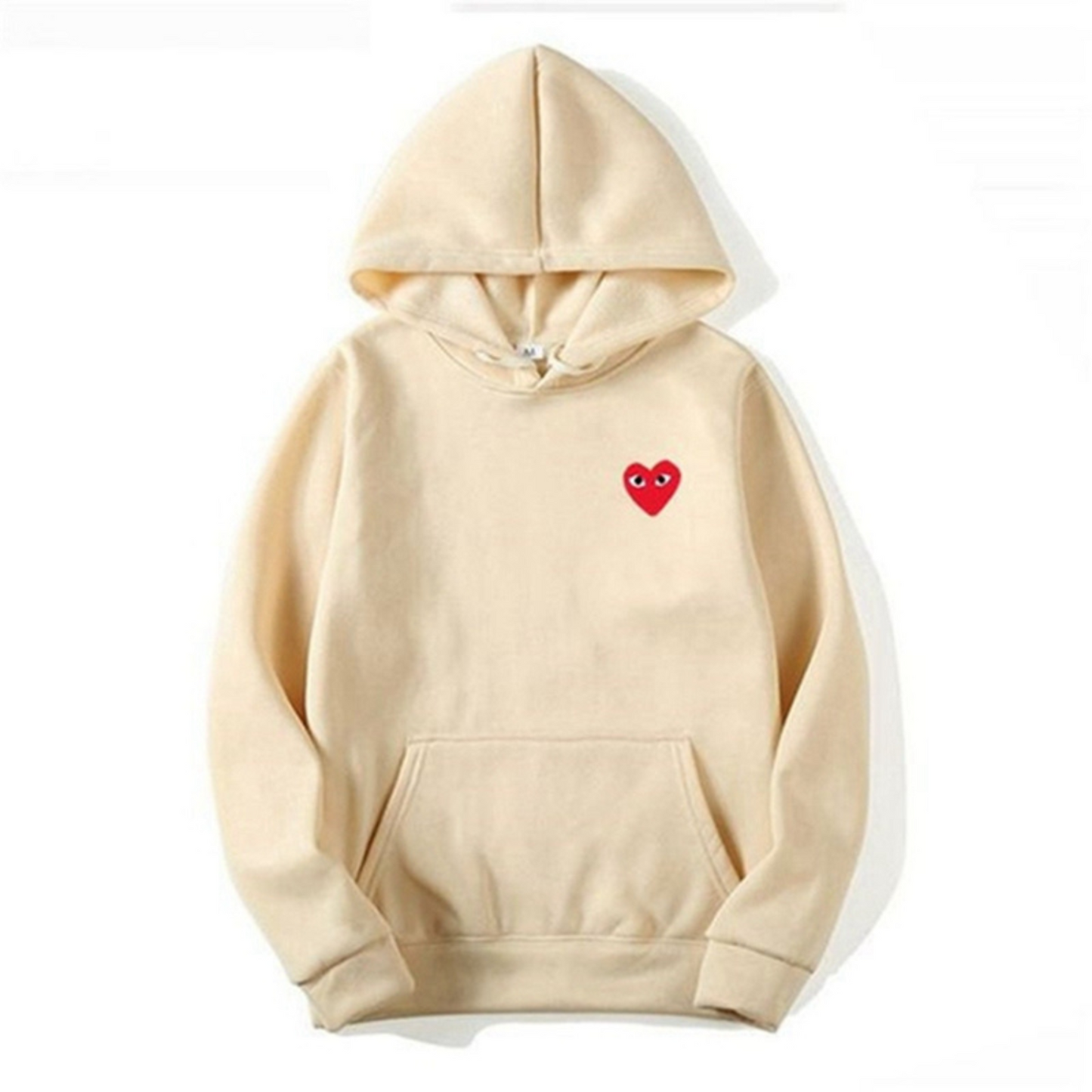 Dames Hoodie met Hartontwerp en Buikzakken Lichtbruin