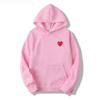 Dames Hoodie met Hartontwerp en Buikzakken Roze