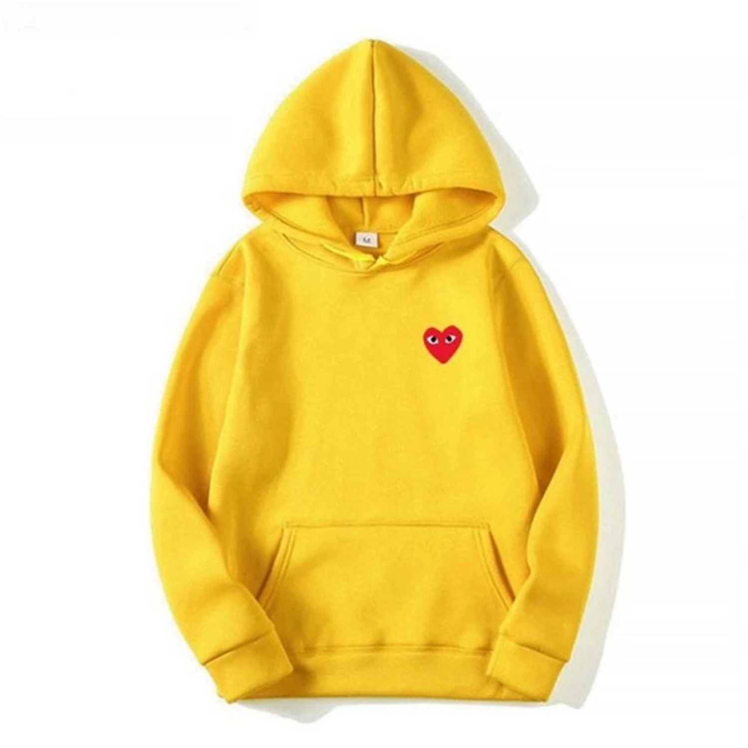 Dames Hoodie met Hartontwerp en Buikzakken Geel