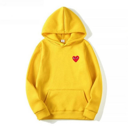Dames Hoodie met Hartontwerp en Buikzakken Geel