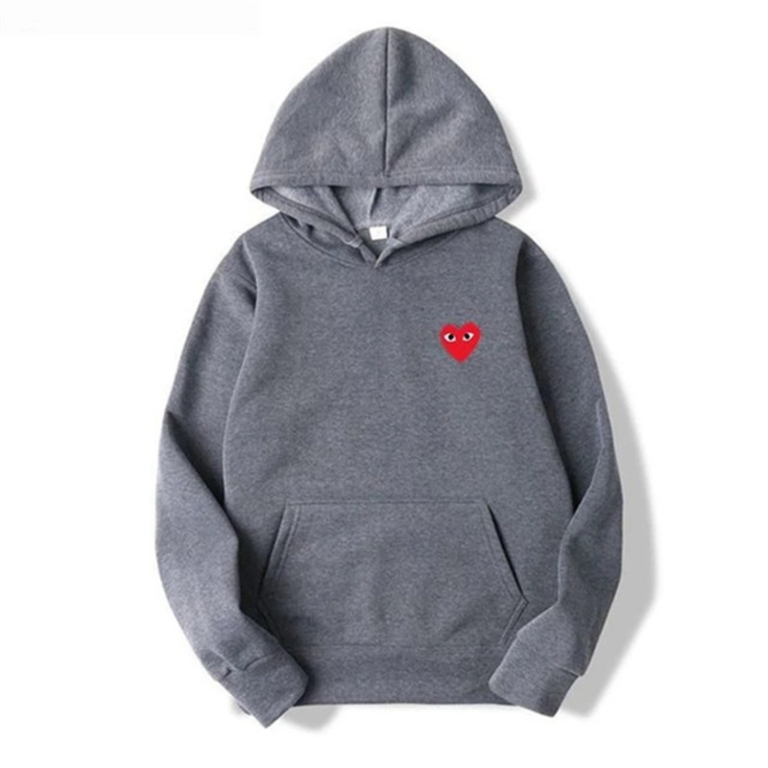 Dames Hoodie met Hartontwerp en Buikzakken Grijs
