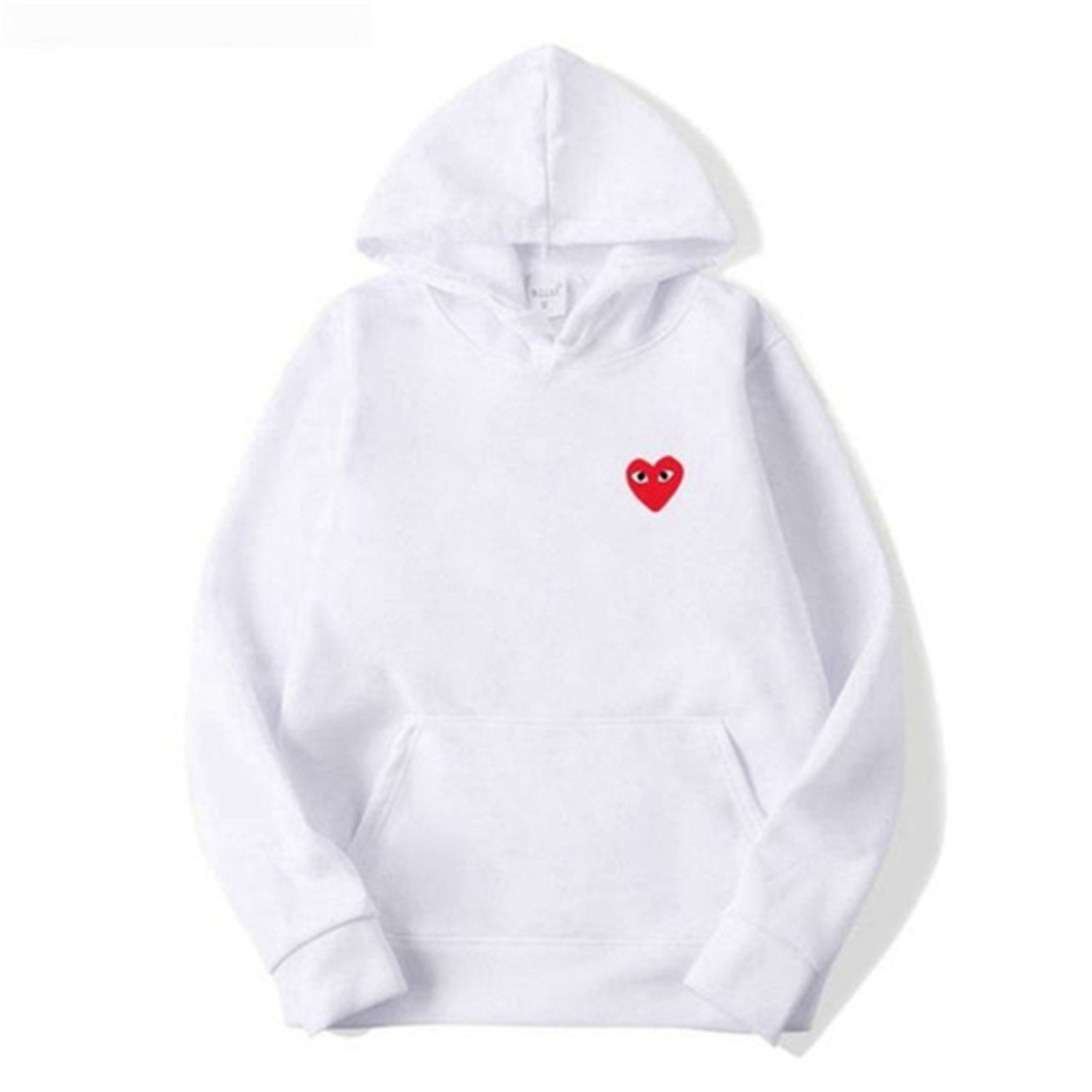 Dames Hoodie met Hartontwerp en Buikzakken Wit