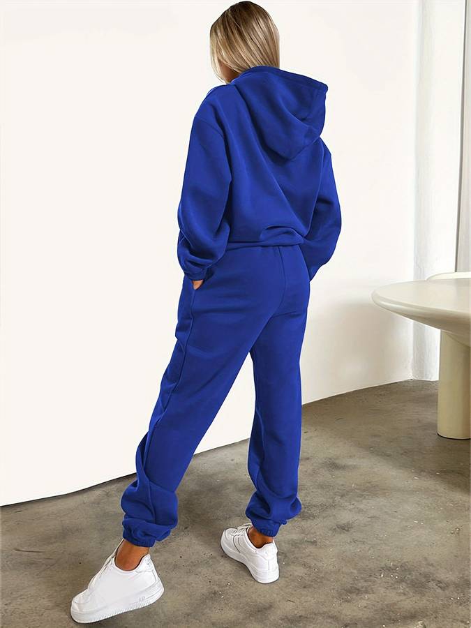 Dames Streetwear Jogging Set met Hoodie en Rechte Broek