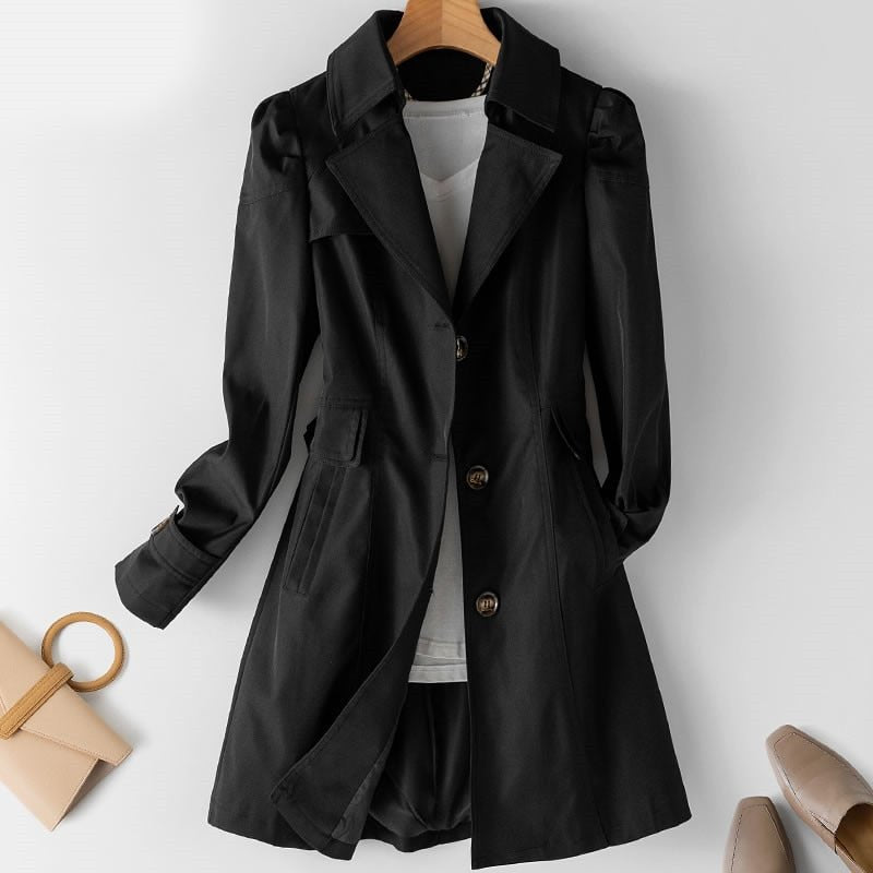 Dames Korte Trenchcoat Tussenjas met Tijdloos Ontwerp Zwart