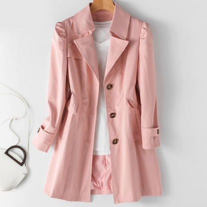 Dames Korte Trenchcoat Tussenjas met Tijdloos Ontwerp Roze
