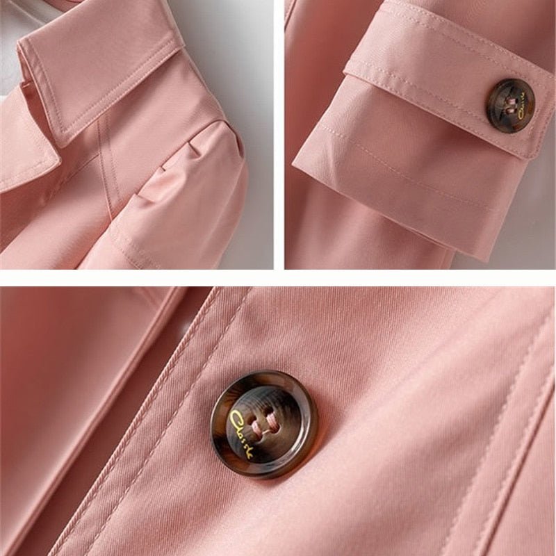 Dames Korte Trenchcoat Tussenjas met Tijdloos Ontwerp