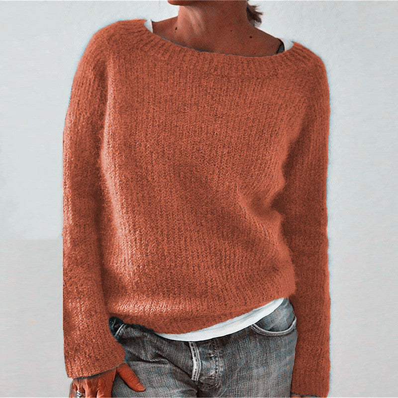 Dames Trui met Wijde Kraag Oranje