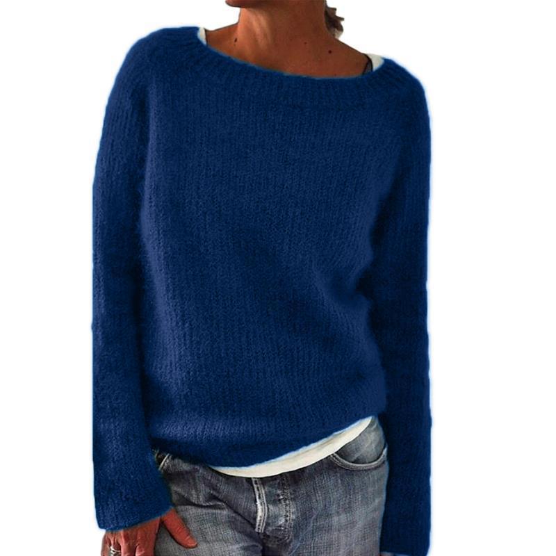 Dames Trui met Wijde Kraag Blauw