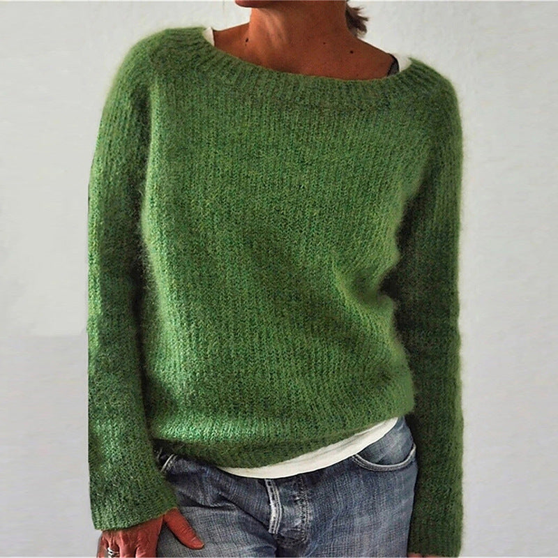 Dames Trui met Wijde Kraag Groen