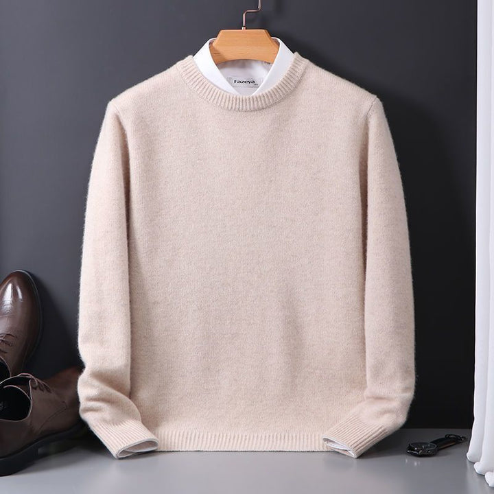 Heren Gebreide Trui - Casual Pullover met Ronde Hals Abrikoos