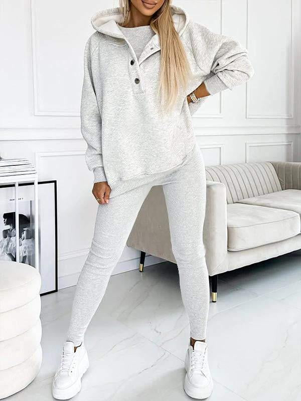 Dames Jogging Huispak Loungewear met Hoodie en Legging Grijs