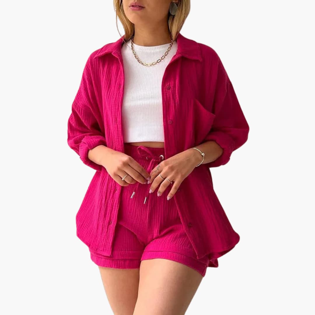 Dames Tweedelige Set Lichtgewicht Ademend Materiaal Roze