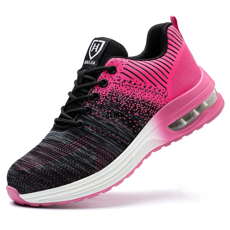 Dames Veiligheidsschoenen S3 met Stalen Neus en Tussenzool Zwart Roze