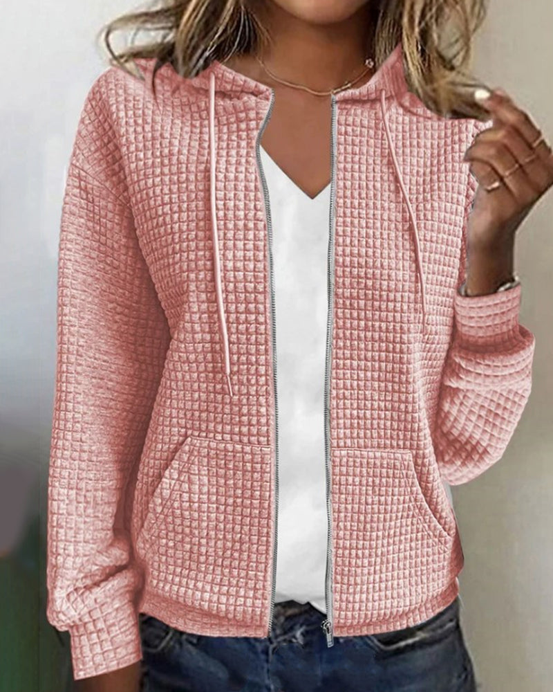 Dames Vest met Lange Mouwen en Functionele Zakken Roze
