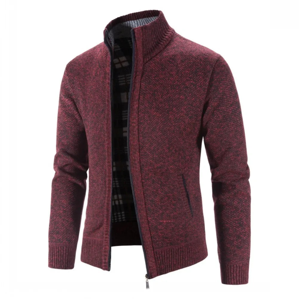 Heren Gebreid Vest met Ritssluiting en Standkraag