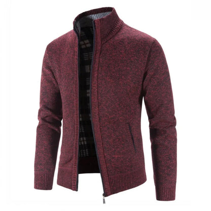 Heren Gebreid Vest met Ritssluiting en Standkraag