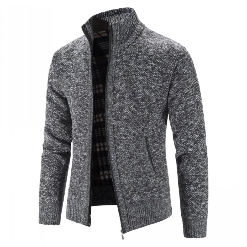 Heren Gebreid Vest met Ritssluiting en Standkraag