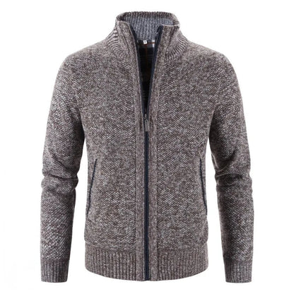Heren Gebreid Vest met Ritssluiting en Standkraag Grijs