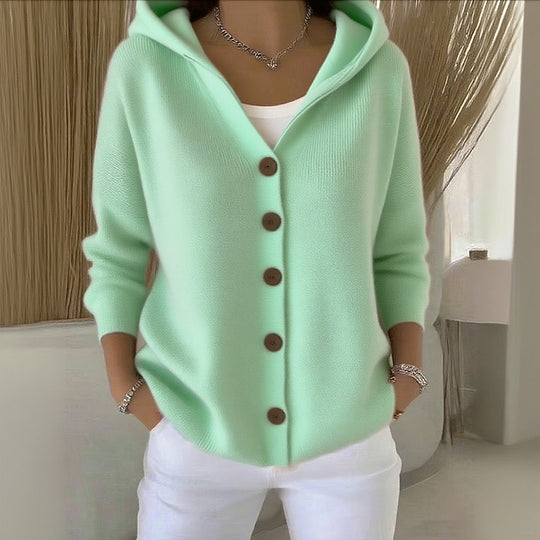 Dames Lange Cardigan met Capuchon Groen