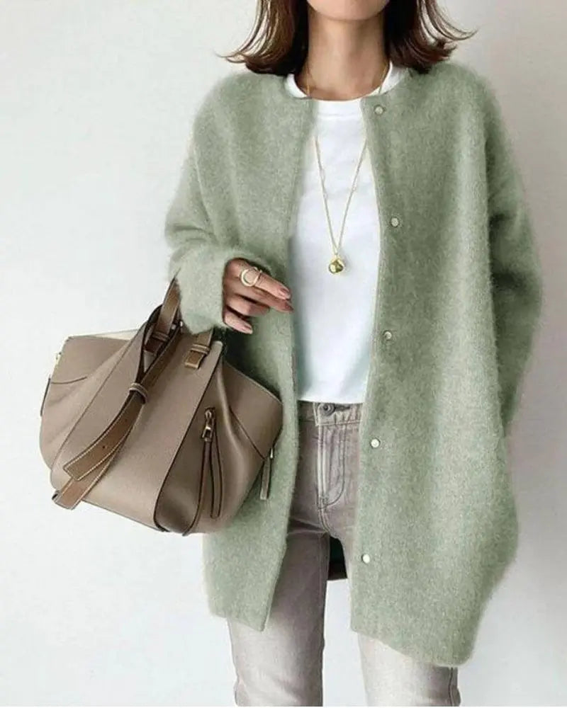 Dames Lang Cardigan Vest Groen