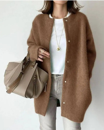 Dames Lang Cardigan Vest Khaki