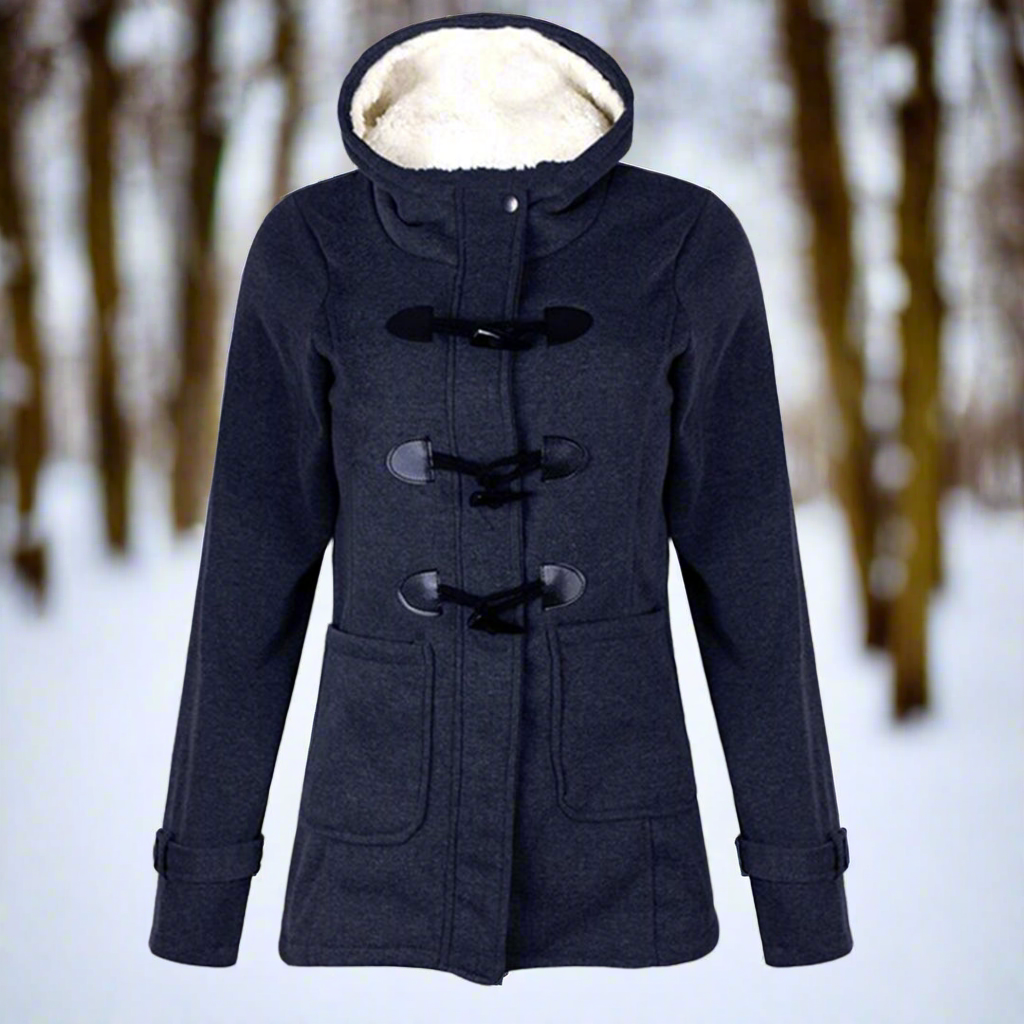 Dames Fleece Winterjas met Duffle Sluiting en Capuchon