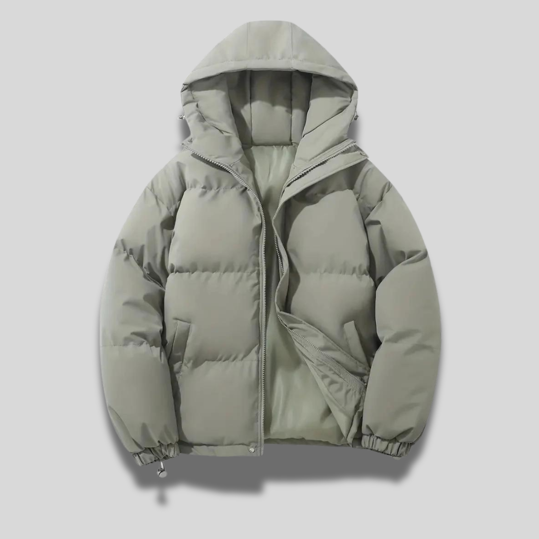 Dames Puffer Winterjas met Capuchon Grijs