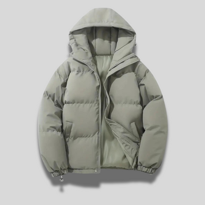 Dames Puffer Winterjas met Capuchon Grijs