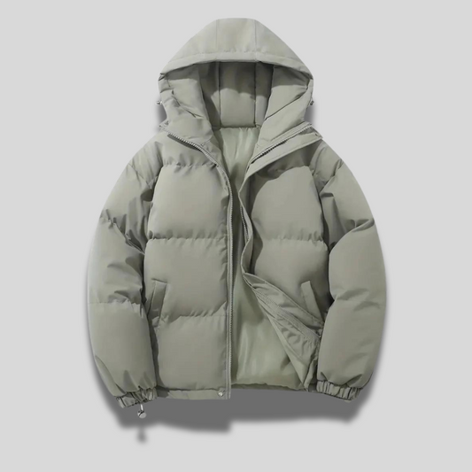 Dames Puffer Winterjas met Capuchon Grijs