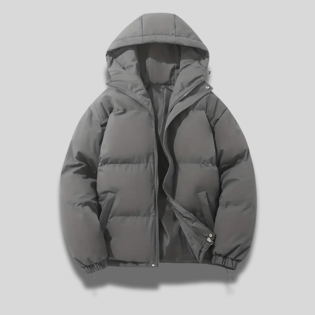 Dames Puffer Winterjas met Capuchon Donkergrijs
