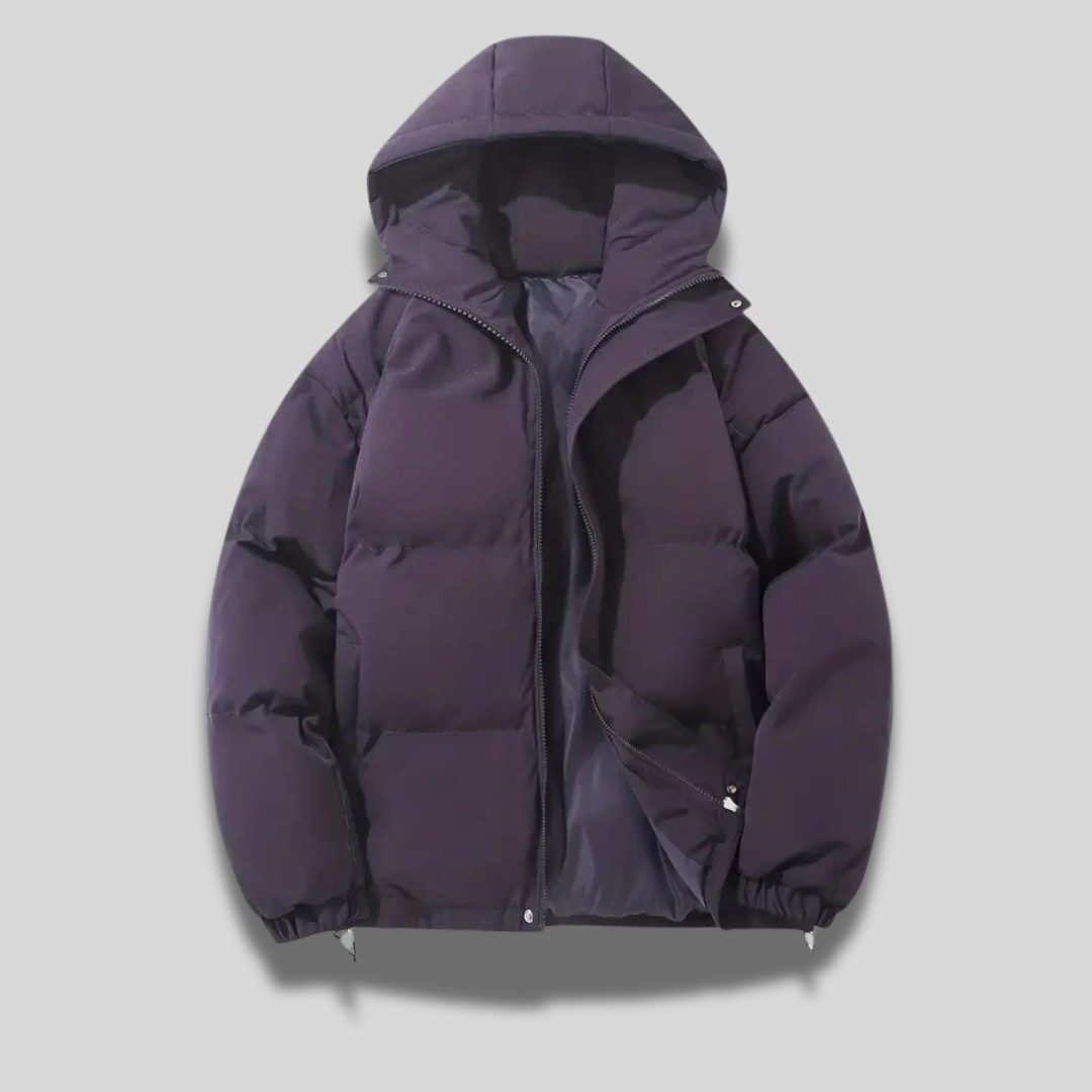 Dames Puffer Winterjas met Capuchon Paars