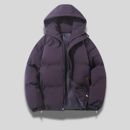 Dames Puffer Winterjas met Capuchon Paars